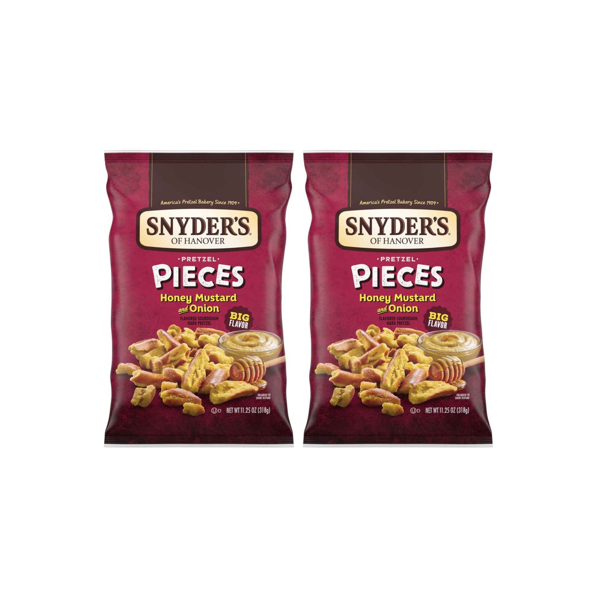 Snyders of Hanover Honey Mustard & Onion Flavored Pretzel Pieces, 11.25 Oz (Pack of 2)