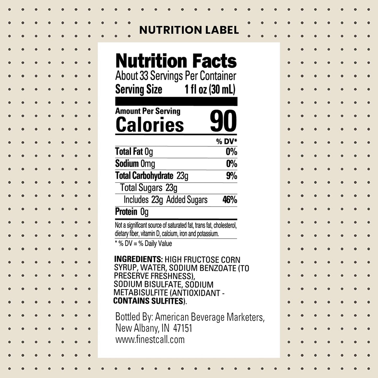 Finest Call Premium Bar/Sugar Syrup Mix, 1 Liter Bottle (33.8 Fl Oz), Pack Of 6