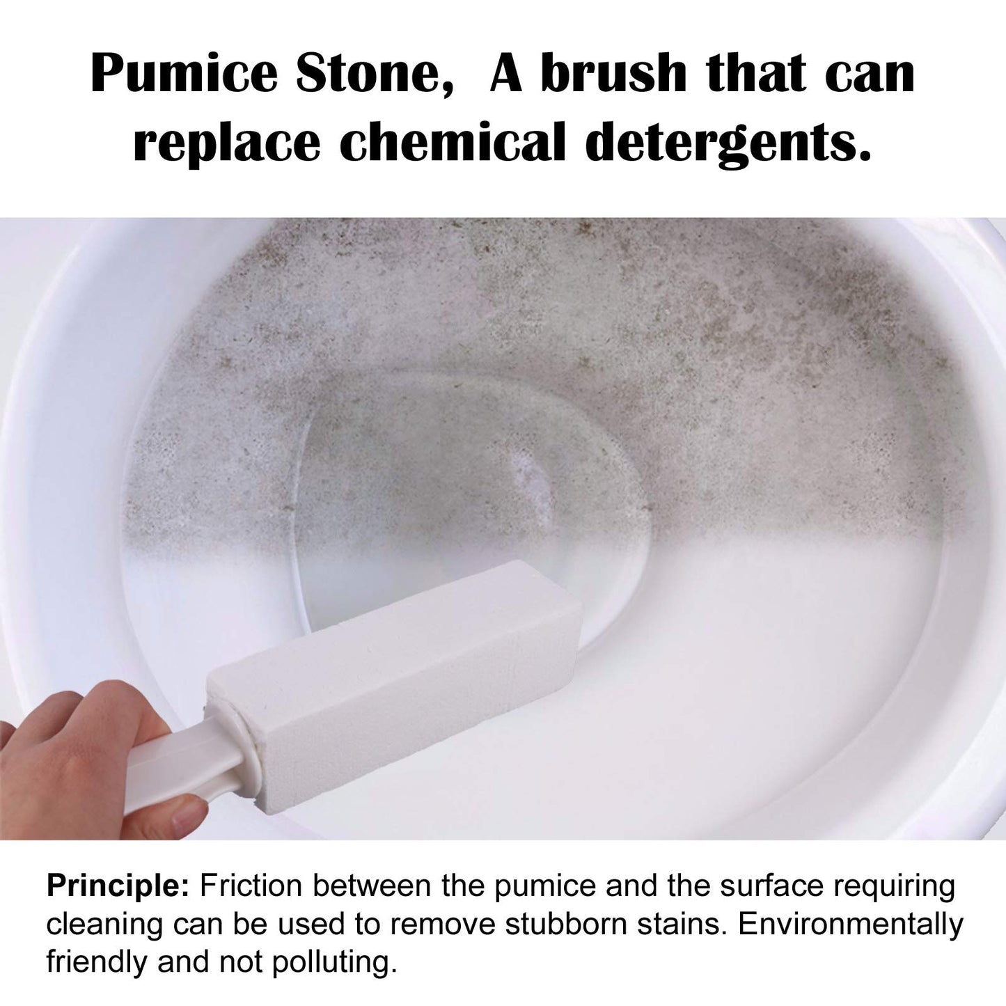 2 Pack Pumice Stone For Toilet Bowl Cleaning With Handle, Scouring Stick Remove Toilet Bowl Hard Water Rings, Calcium Buildup An