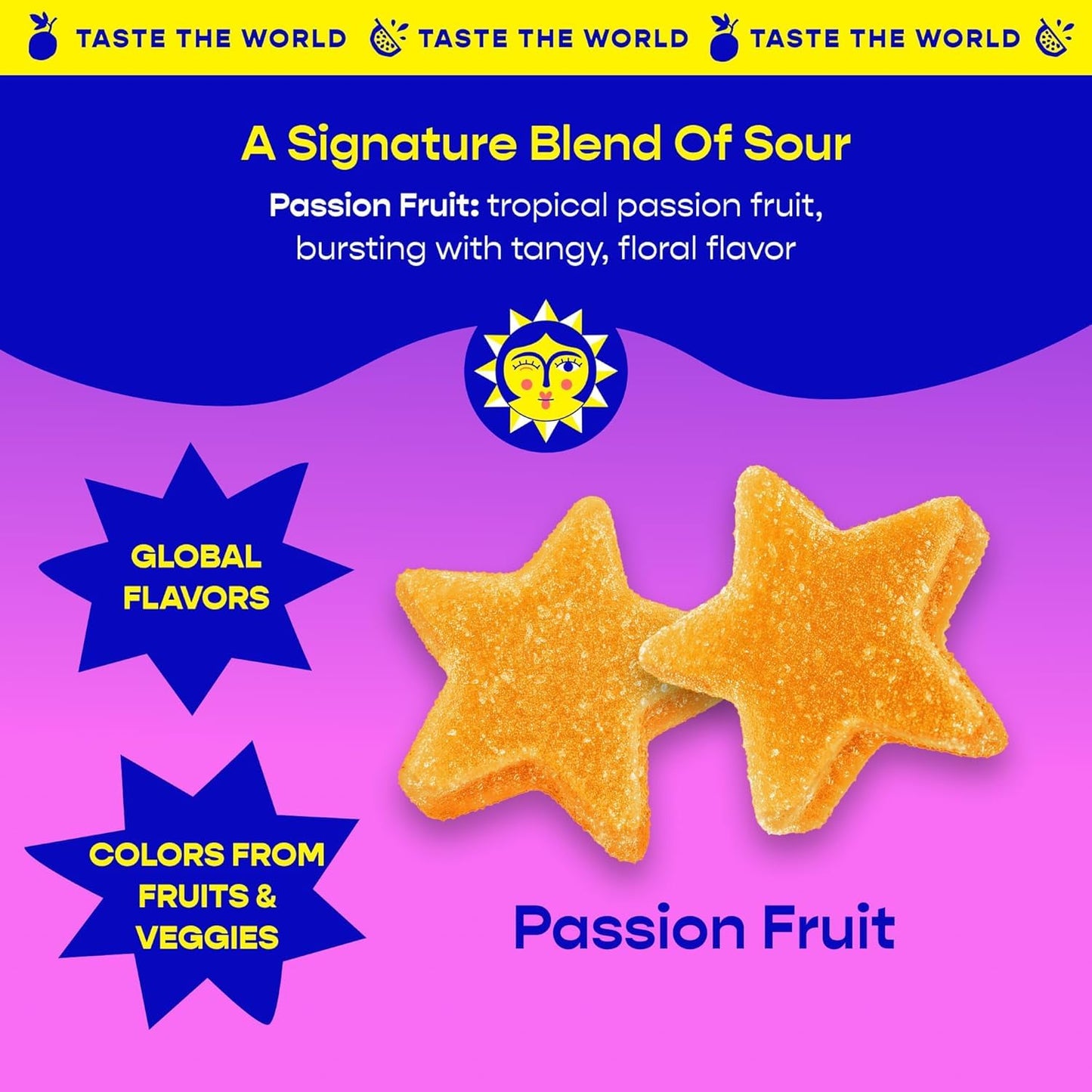 Better Sour Variety Pack  Guava Calamansi  Pomegranate Apricot  and Passion Fruit Sour Gummy Stars  Bold Fruit Flavor  mouthwatering Sour Candy  Vegan and Gluten-Free   6 Pouch Set