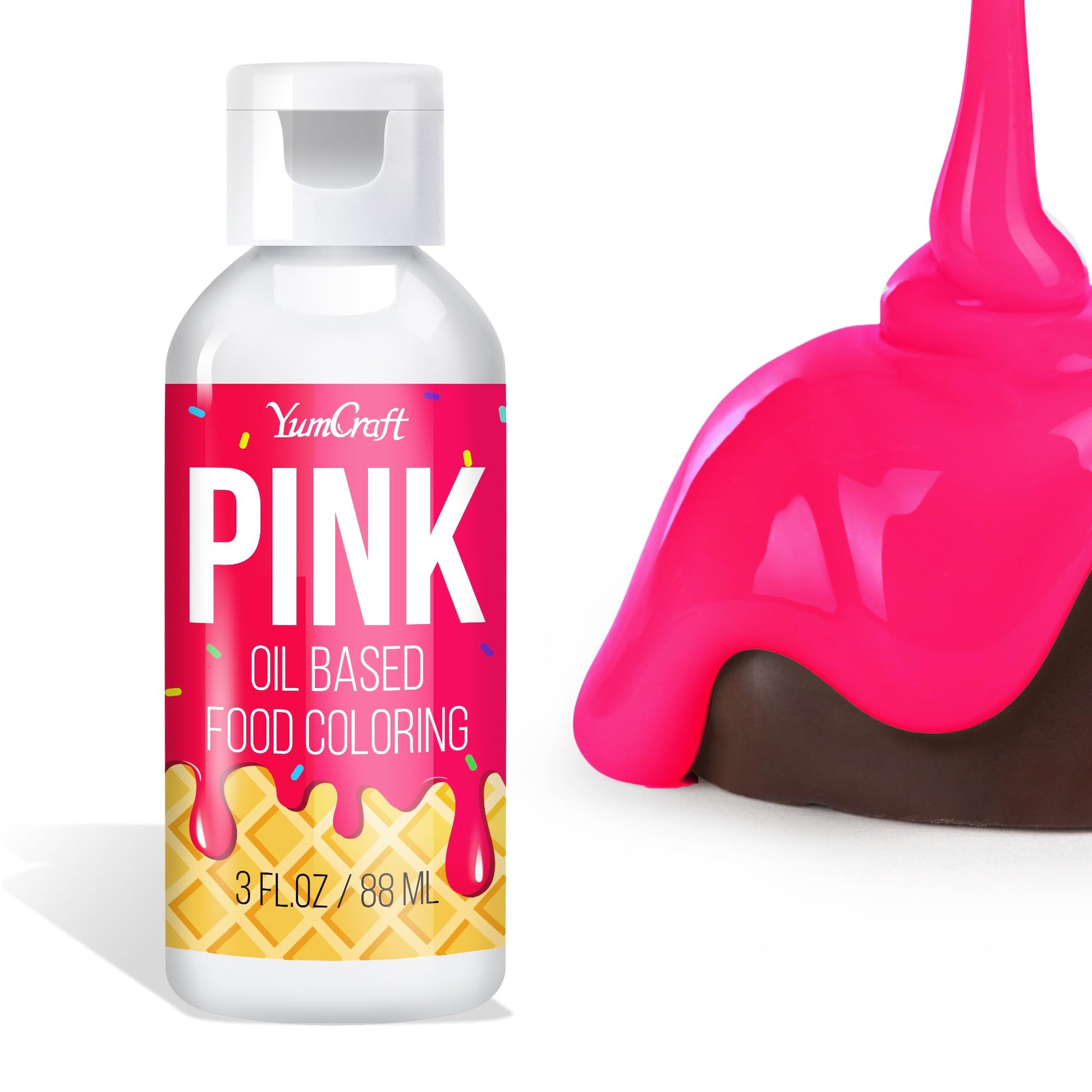 YumCraft Oil Based Food Coloring - Vibrant Pink for Chocolate, Candy Melts, Frosting - 3 Fl Oz