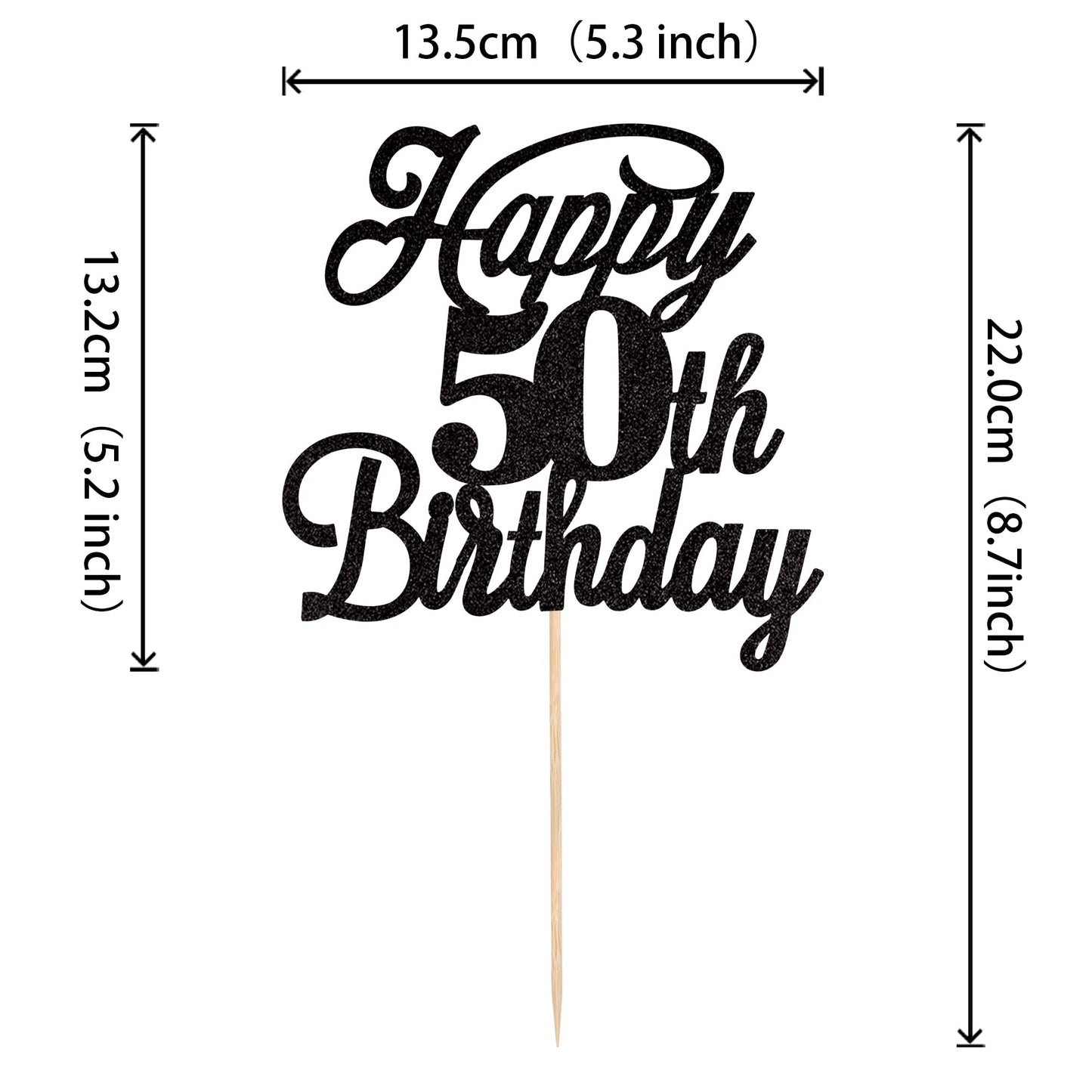 Rssta i Cake Topper Black Glitter 50 & Fabulous - 50th Birthday Decorations, Model XM063-new-Black 50th