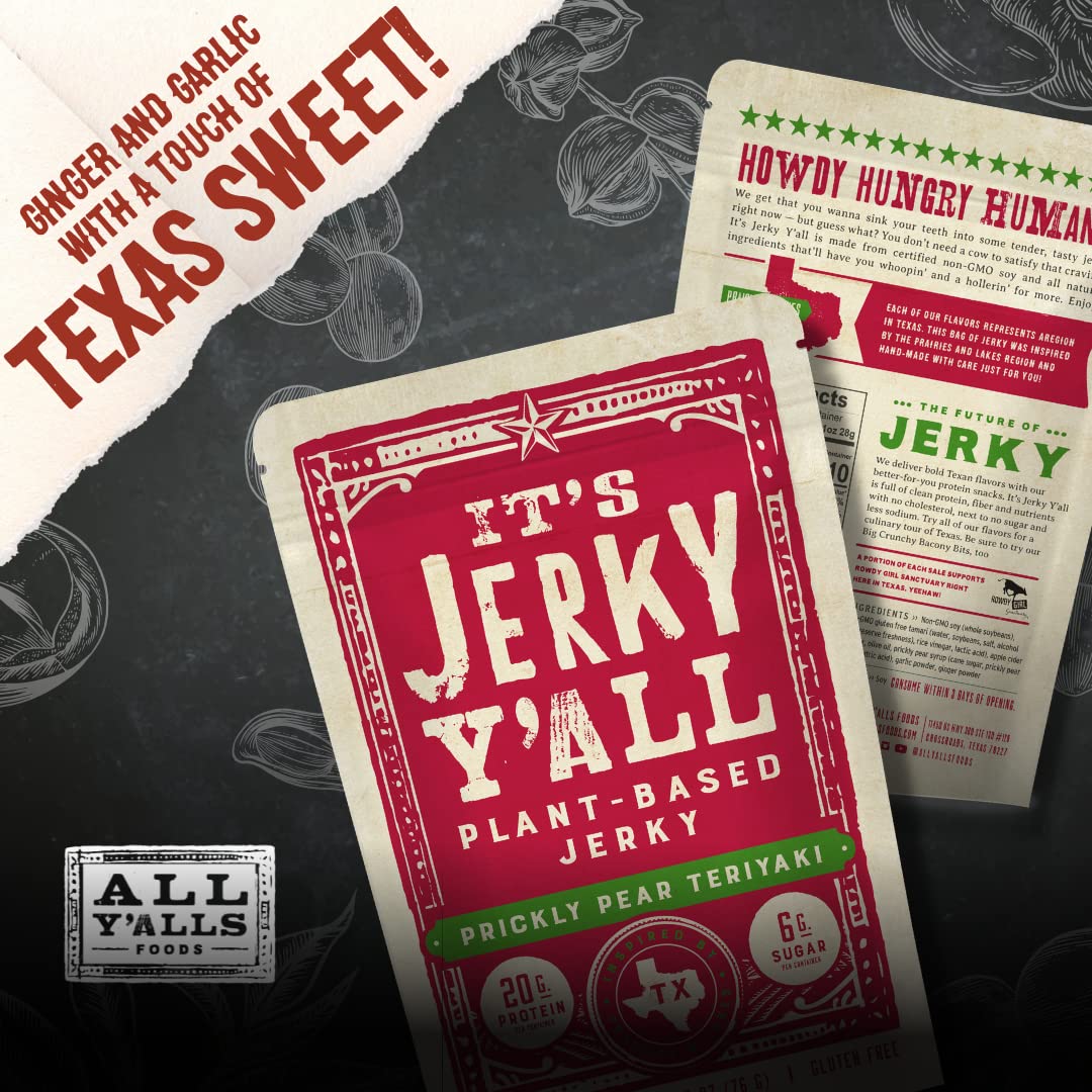 It'S Jerky Y'All Vegan Jerky Teriyaki - Beyond Tender And Tasty Meatless Vegan Snacks - High Protein, Low Carb, Non-Gmo, Gluten-
