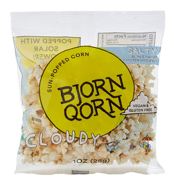 Bjornqorn Mini Bag 30-Pack Cloudy (Salty) Popcorn - Vegan & Gluten-Free - Slow Roasted And Salted - (30 1Oz Bags)