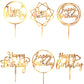 Happy Birthday Cake Toppers Gold, 18 Pcs Gold Happy Birthday Cake Topper, Acrylic Cake Decoration, Double-Sided Glitter Of Birth