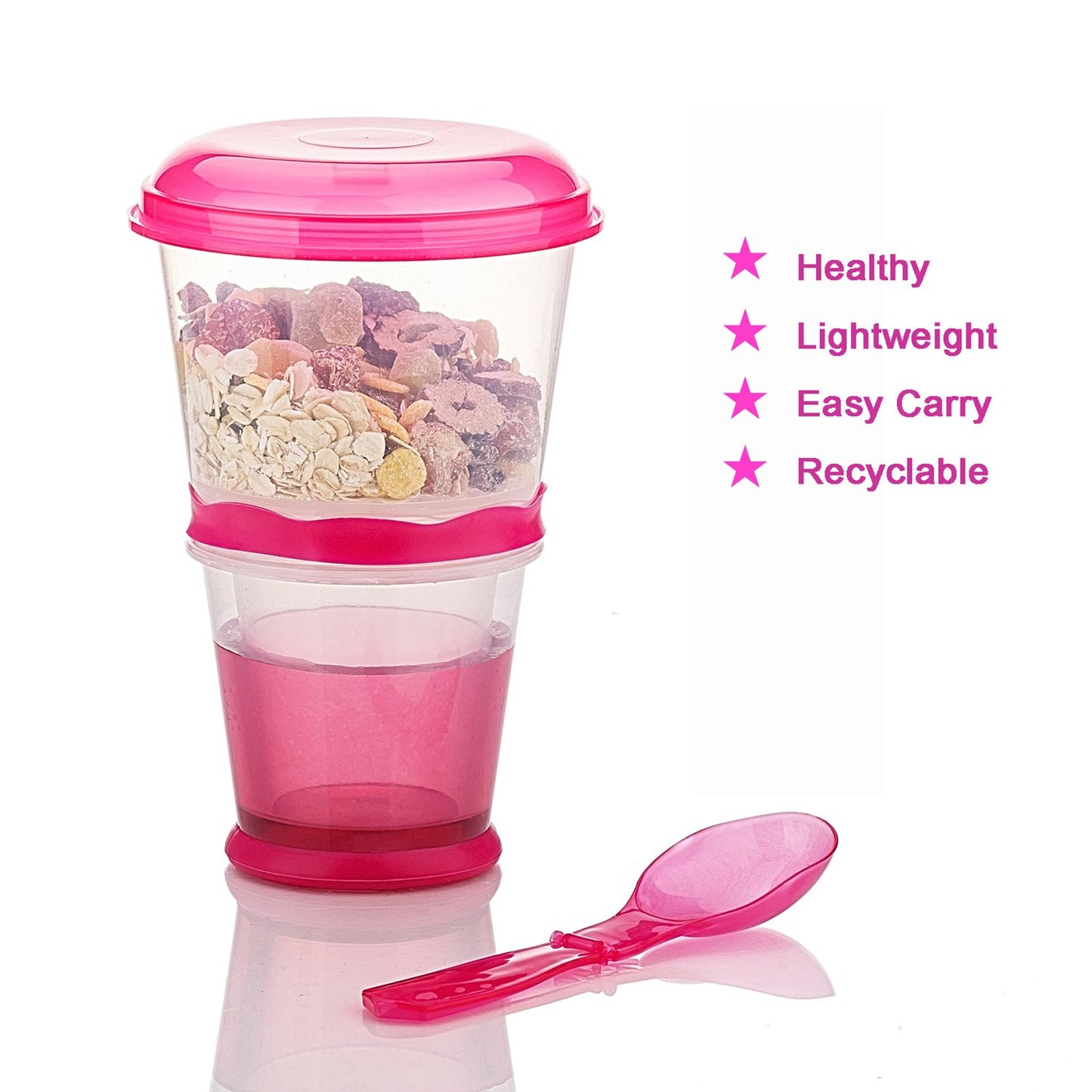 Cereal On The Go, Cup Container Breakfast Drink Milk Cups Portable Yogurt And Travel To-Go Food Containers Storage With Spoon(Re
