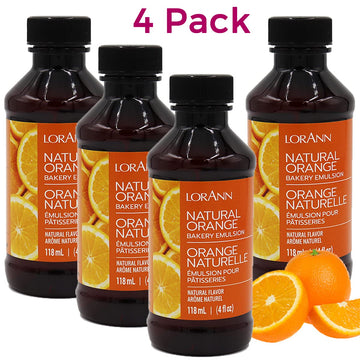 Lorann Orange Bakery Emulsion, 4 Ounce Bottle - 4 Pack