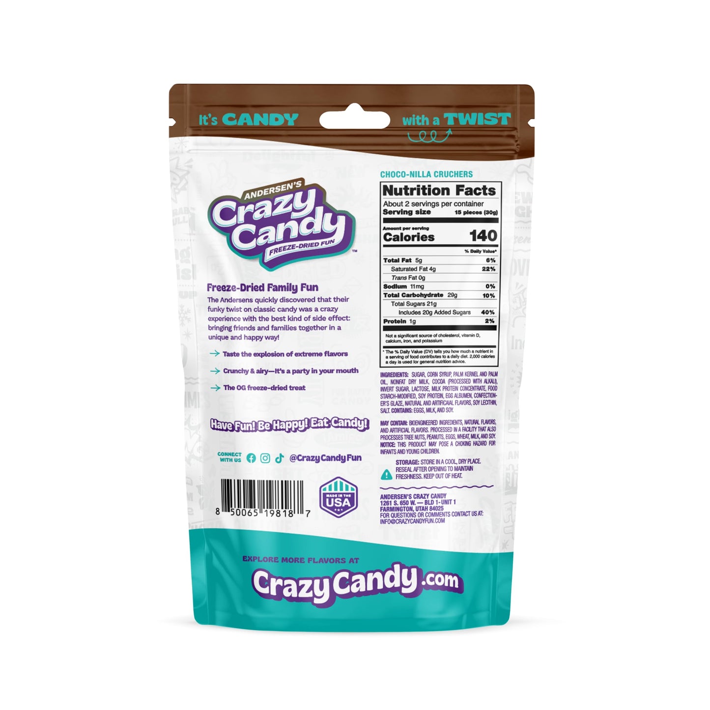 ANDERSENS Crazy Candy Freeze Dried Charleston Chew Vanilla Nougat Chocolate Covered Crispy Candy