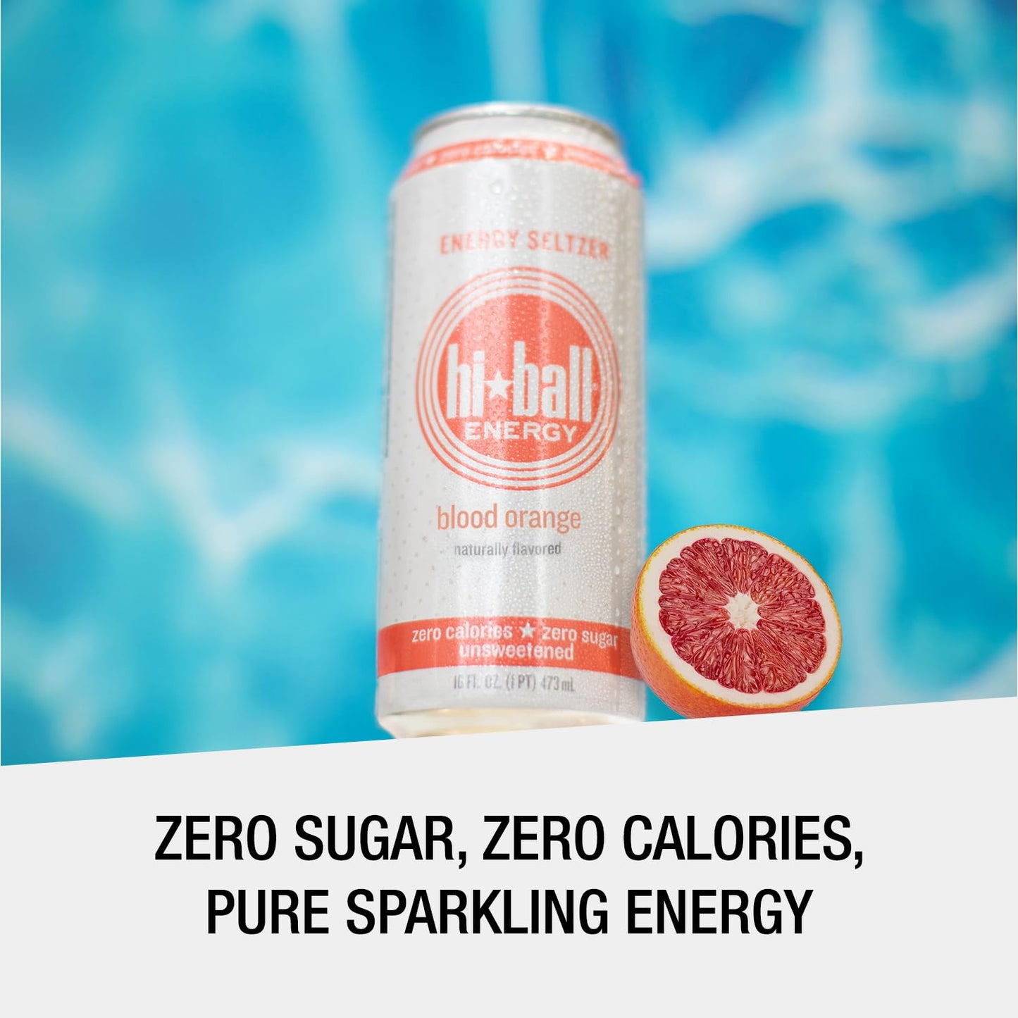 Hiball Energy Caffeinated Sparkling Water, Blood Orange, Sugar Free, 16 Fl Oz (8 Pack)