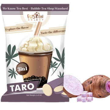 Fusion Select Taro Bubble Tea Mix - Boba Tea Powder Flavored 3-in-1 Drink Powder with Cream & Sugar - Instant Pre-Mixed Beverage