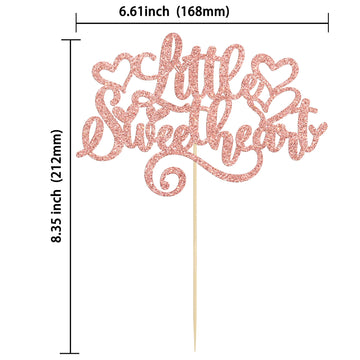 Ephlyn 1Pc Little Sweetheart Cake Topper Pink Glitter Sweet Love Wedding Bridal Shower Valentine'S Day Cake Pick For Valentine'S
