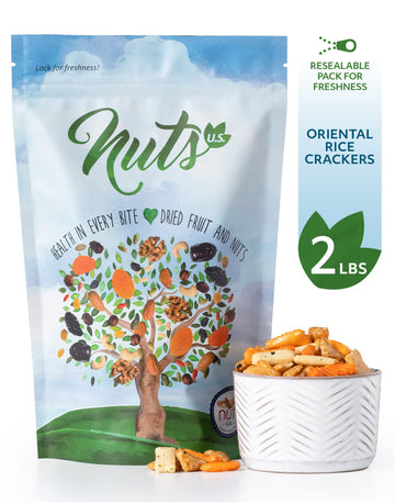 Nuts U.S. - Oriental Rice Crackers | No Artificial Colors | Non Gmo | Crunchy & Spicy | Natural | Packed In A Resealable Bag!!!