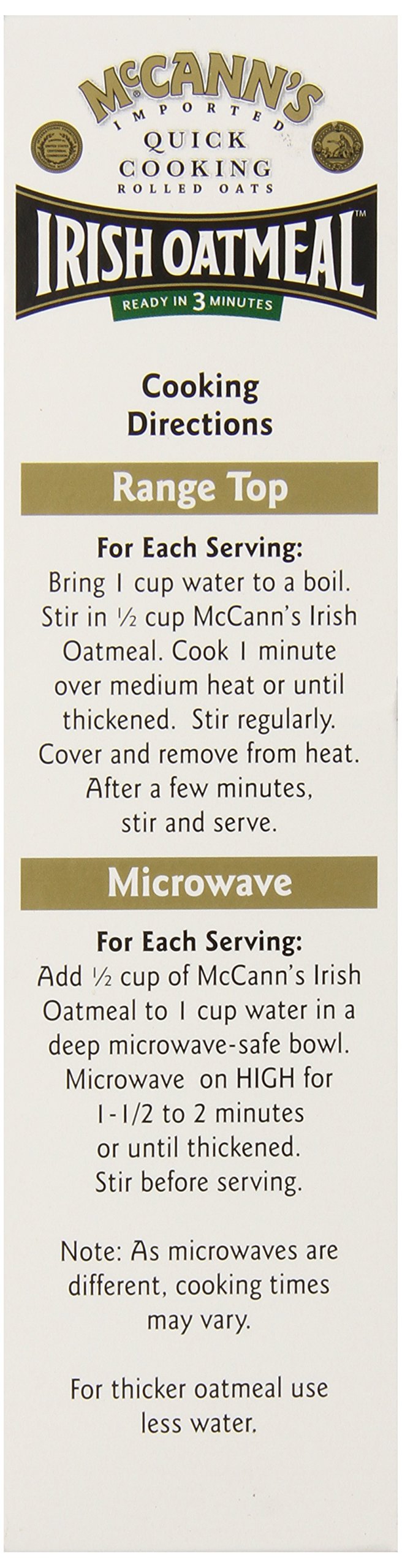 Mccann's Irish Oatmeal Quick Cooking Rolled Oats, 16 Ounce