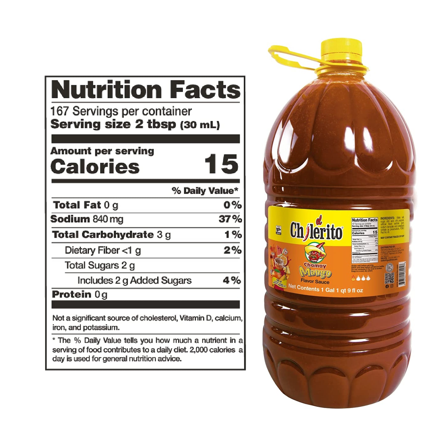 El Chilerito Sauce Chamoy Mango Flavor 5L/ 166.6 Fl. Oz - For Garnishing Fruits And Snacks, Kosher