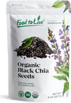Food to Live - Organic Black Chia Seeds, 8 Ounces Non-GMO, Whole, Sproutable, Vegan, Kosher, Keto, Sirtfood, Bulk. Rich in Essen