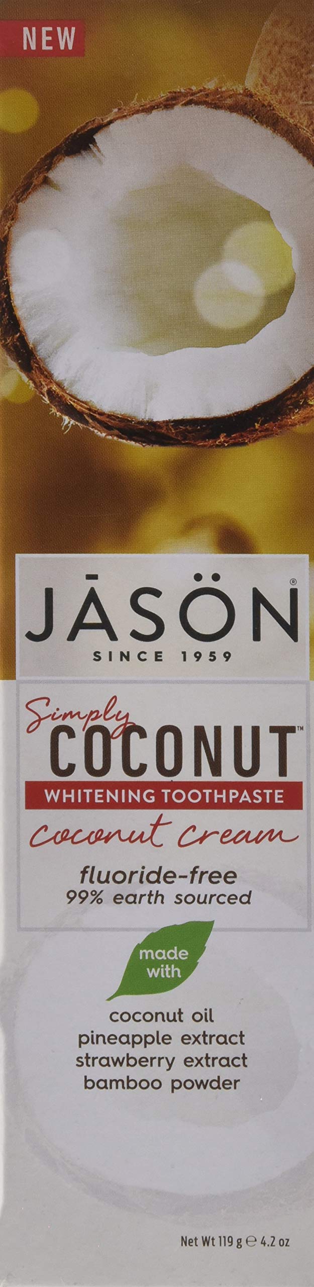 Jason Simply Coconut Whitening Toothpaste, Coconut Cream, 4.2 Ounce