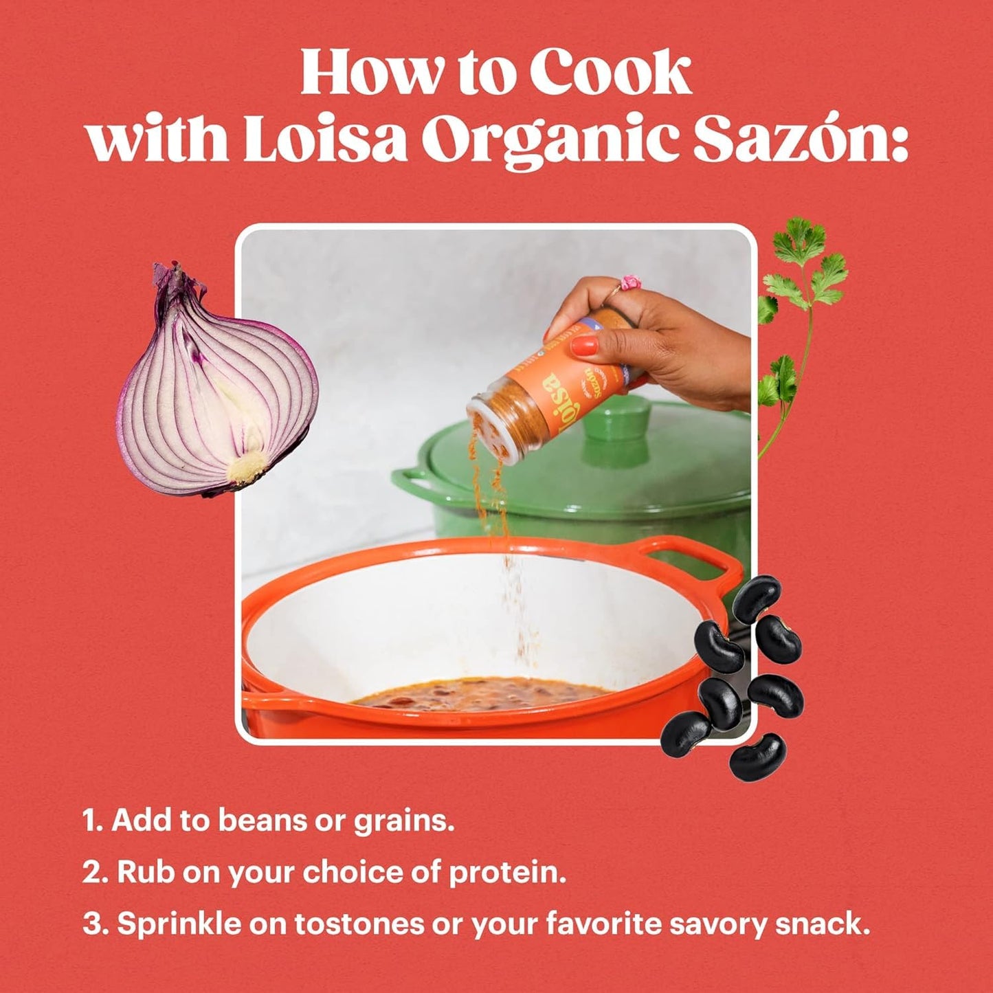 Loisa Seasoning, Usda Organic, Non-Gmo, No-Msg, No Preservatives, No Artificial Coloring, No Artificial Flavors, Two 1.8Oz Jars