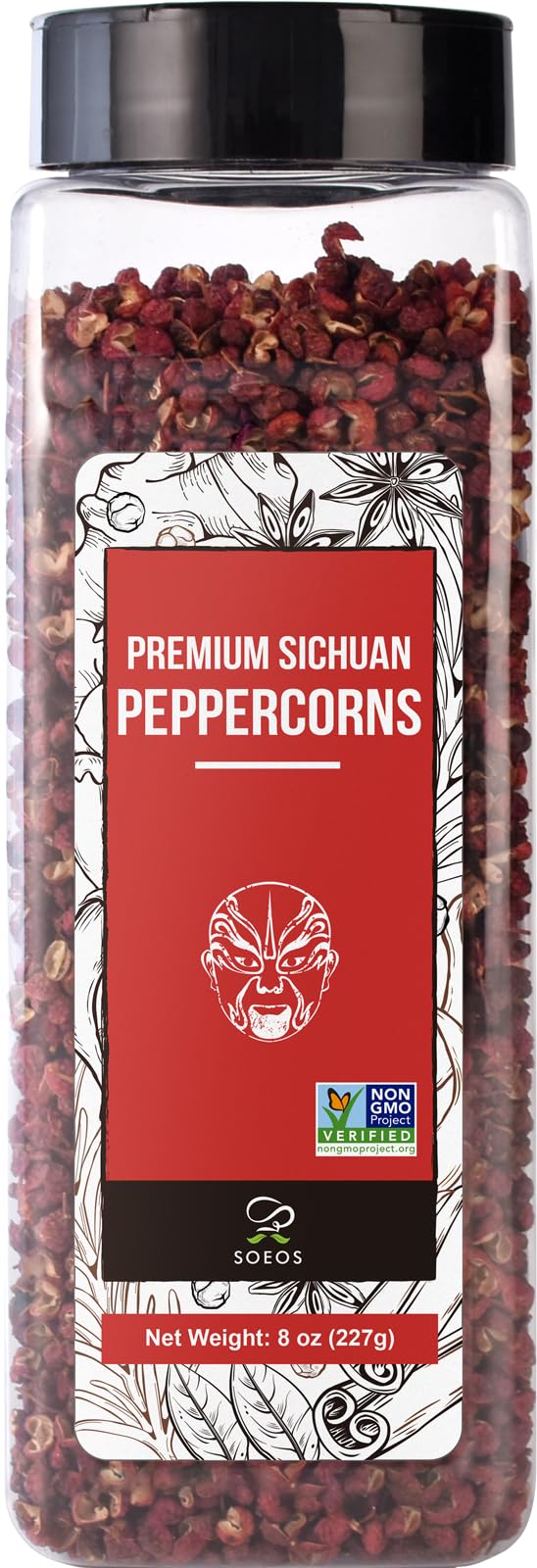 Soeos Sichuan Peppercorns, 8oz(227g), Authentic Szechuan Red Peppercorn, Numbing and Tingle Effect, Less Seeds, Strong Flavor, E