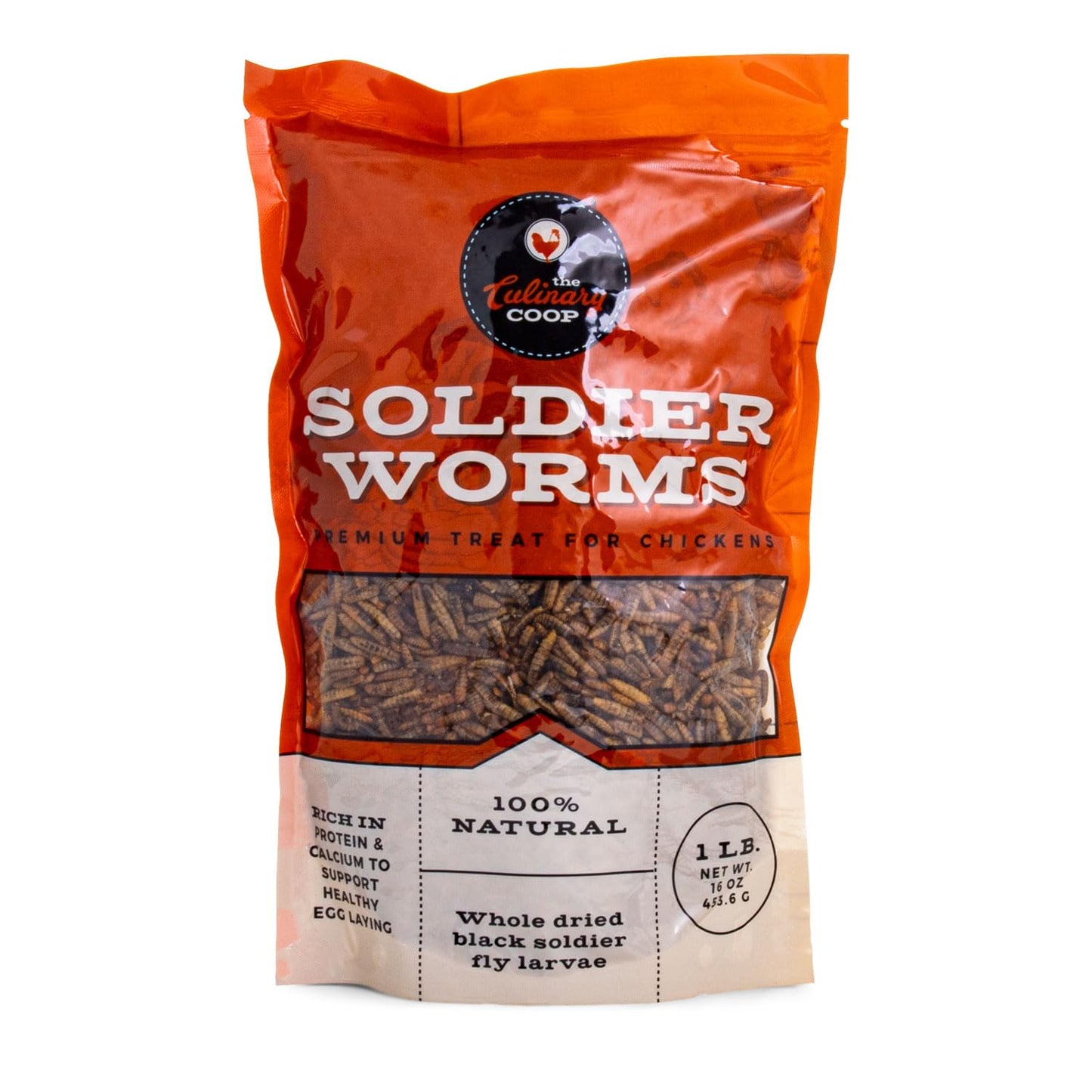 Flukers Culinary Coop enhanced Chicken  , Dried Soldier Worms, Packed with Protein and Calcium, 100% Natural Rich Grubs for Chicken, Backyard Birds, and Reptiles, 16 oz