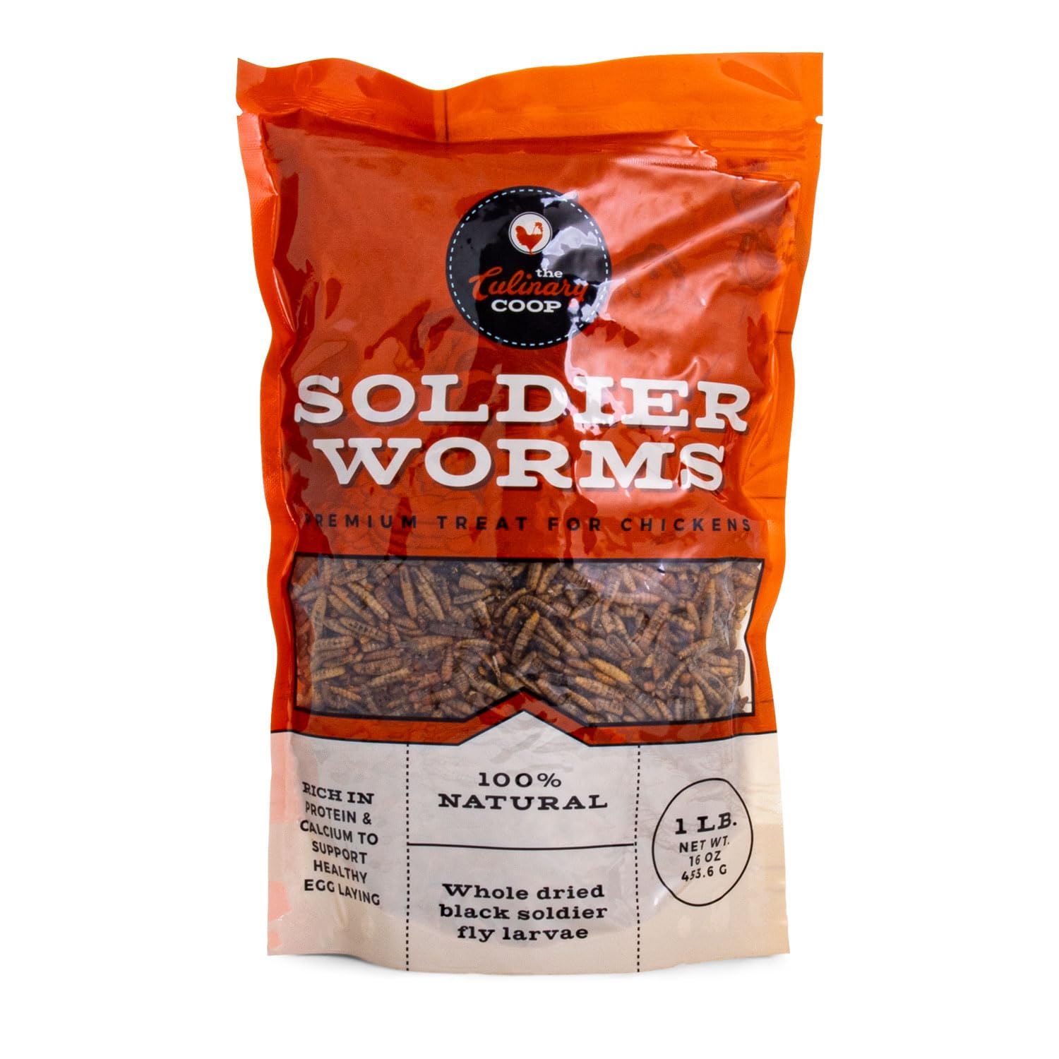 Flukers Culinary Coop enhanced Chicken  , Dried Soldier Worms, Packed with Protein and Calcium, 100% Natural Rich Grubs for Chicken, Backyard Birds, and Reptiles, 16 oz