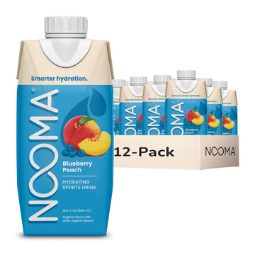 NOOMA Organic Electrolyte Sports Drink with Coconut Water, 30 Calories, Pack of 12 (16.9oz), Blueberry Peach Flavor