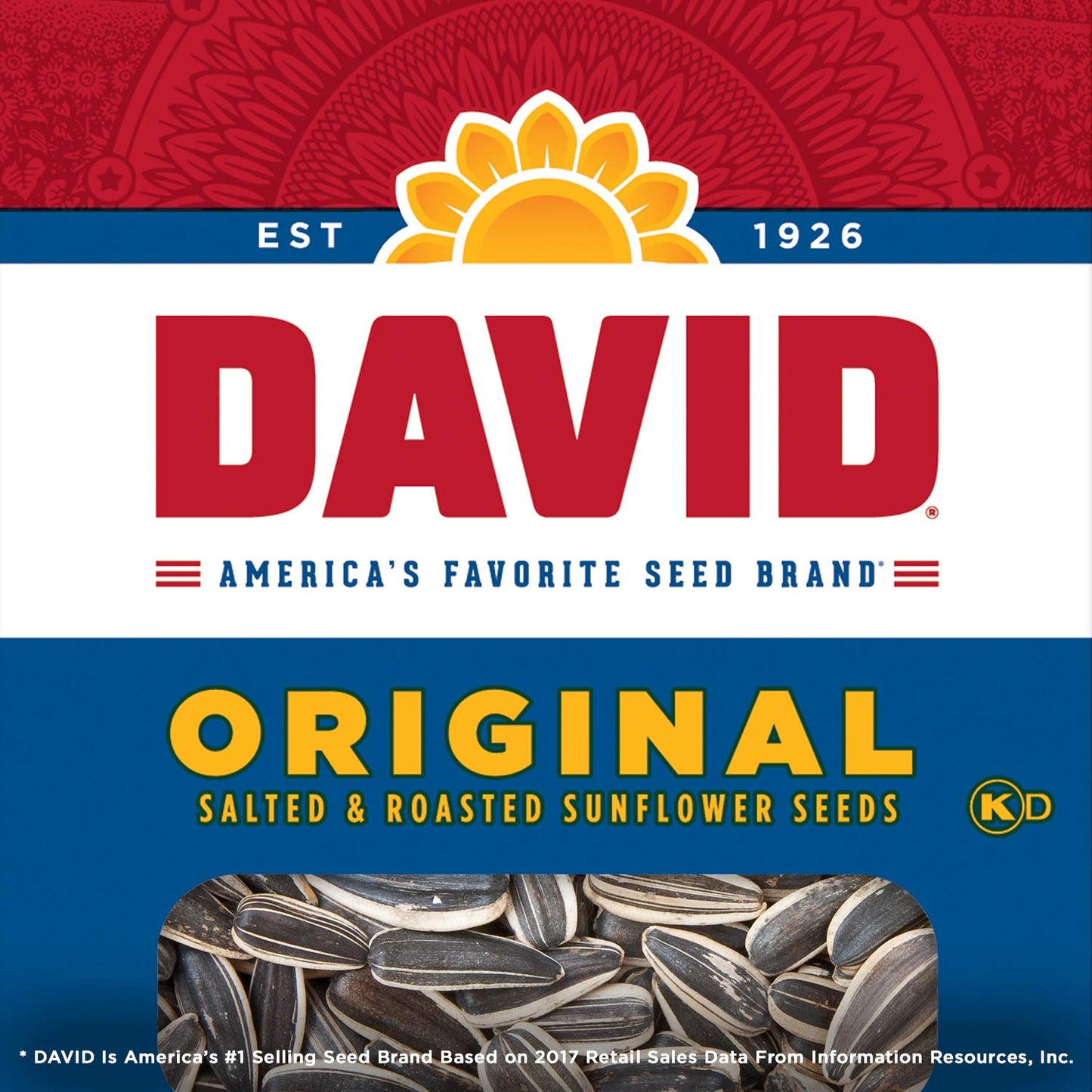 David Roasted And Salted Sunflower Seeds, Original Flavor, 1.625Oz.