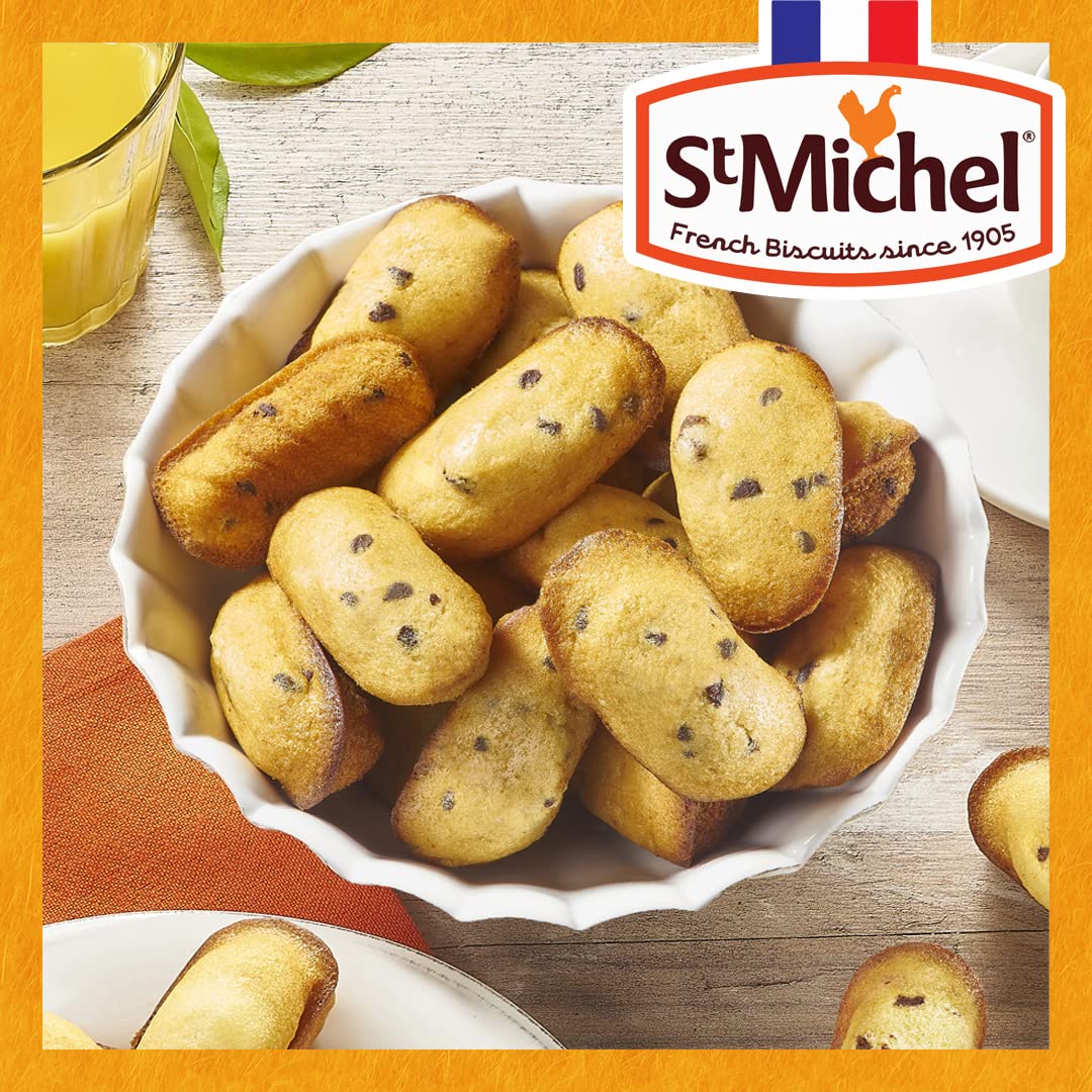 St Michel Mini Chocolate Chip Madeleines French Sponge Cakes Made In France, Pack Of 4 (2.64 Oz Each) Non-Gmo