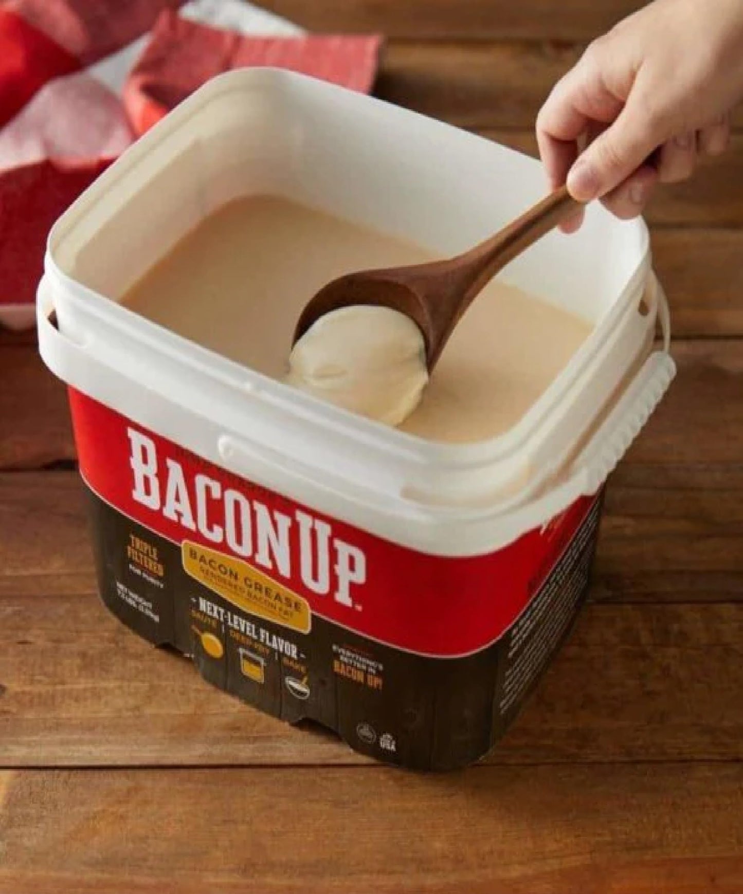 Generic Bacon Grease Bundle with Wooden Spoon - 14 oz Rendered Bacon Fat