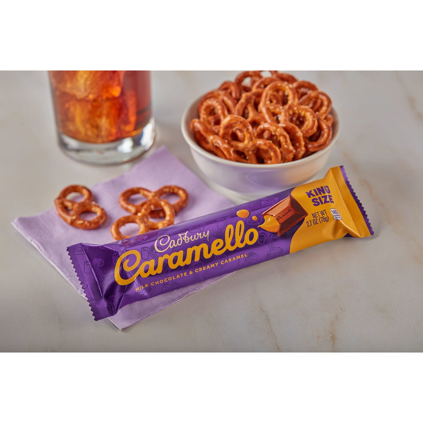 CADBURY CARAMELLO Milk Chocolate Caramel Candy Bars, King Size, 2.7 oz (18 Count) - Delicious Treat for Chocolate Lovers