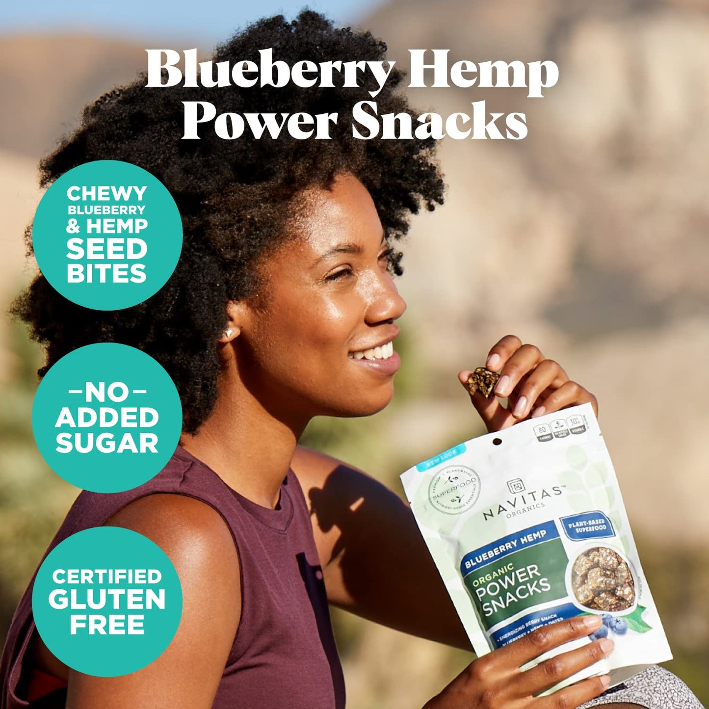 Navitas Organics Superfood Power Snacks, Blueberry Hemp, 8oz Bag, Organic, Non-GMO, Gluten-Free, Model 82077