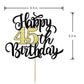 Leetaivie Happy 45Th Birthday Cake Topper, Black Gold Glitter Birthday Cake Topper, 45Th Anniversary/ 45Th Birthday Party Decora