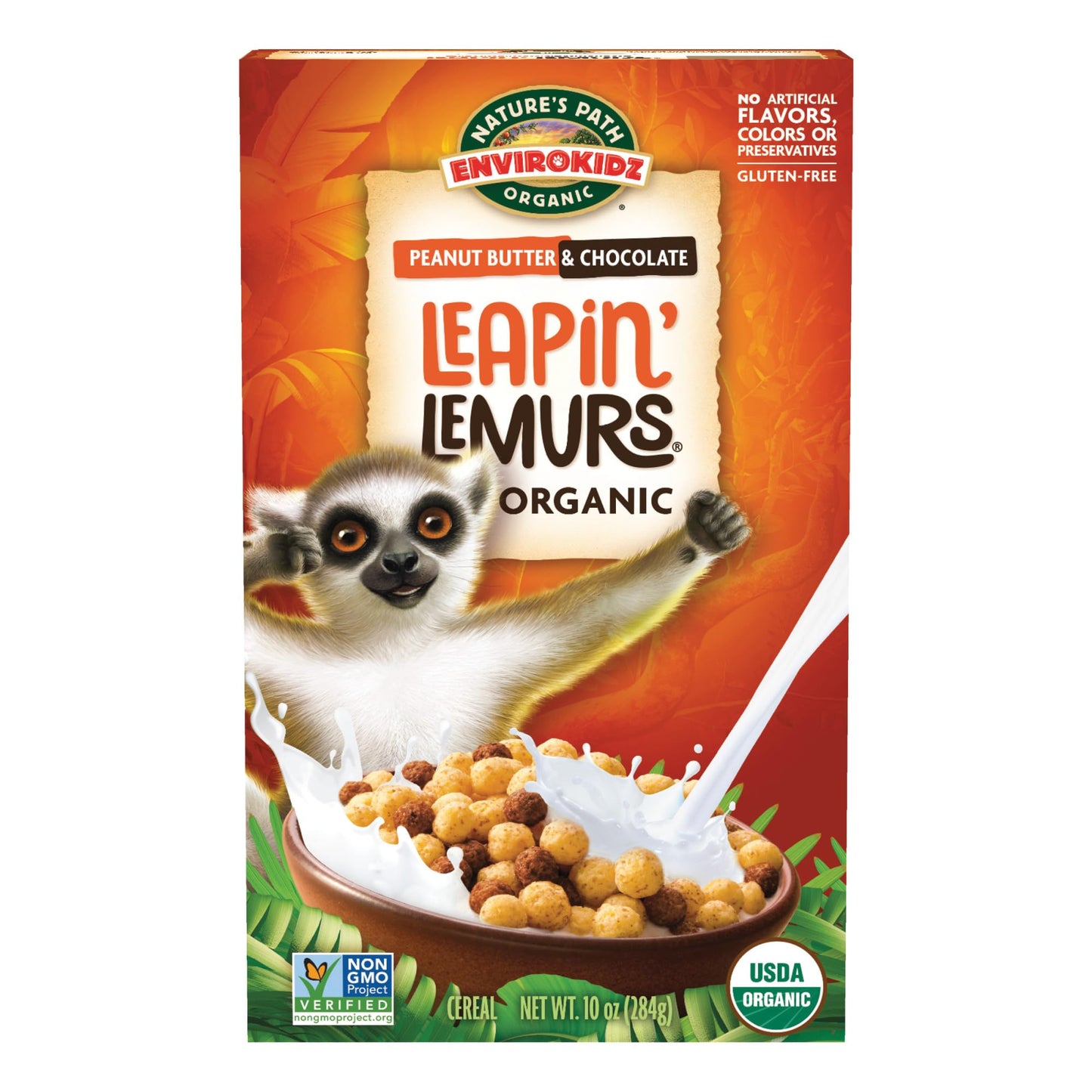 EnviroKidz Organic Leapin Lemurs Cereal, 10 oz (Pack of 1), Peanut Butter & Chocolate, Gluten Free, Fair Trade, by Natures Pat