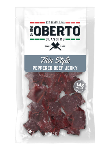 Oh Boy! Oberto Classics Thin Style Peppered Beef Jerky, 7 Ounce