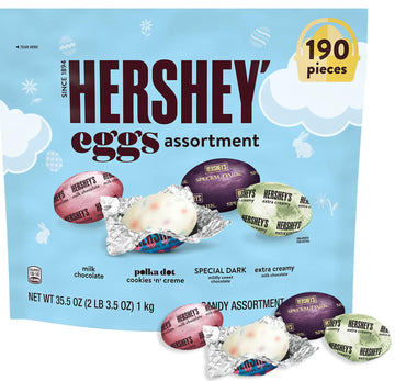 Hershey Chocolate Easter Eggs Candy Variety 190 pcs - Individually Wrapped Assorted Candy Eggs, Dark, Milk Chocolate, Extra Crea