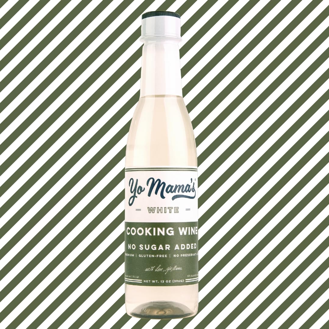 Yo Mamas Foods Premium White Cooking Wine, No Sugar Added, Gluten Free, 13 Ounce (Pack of 3)
