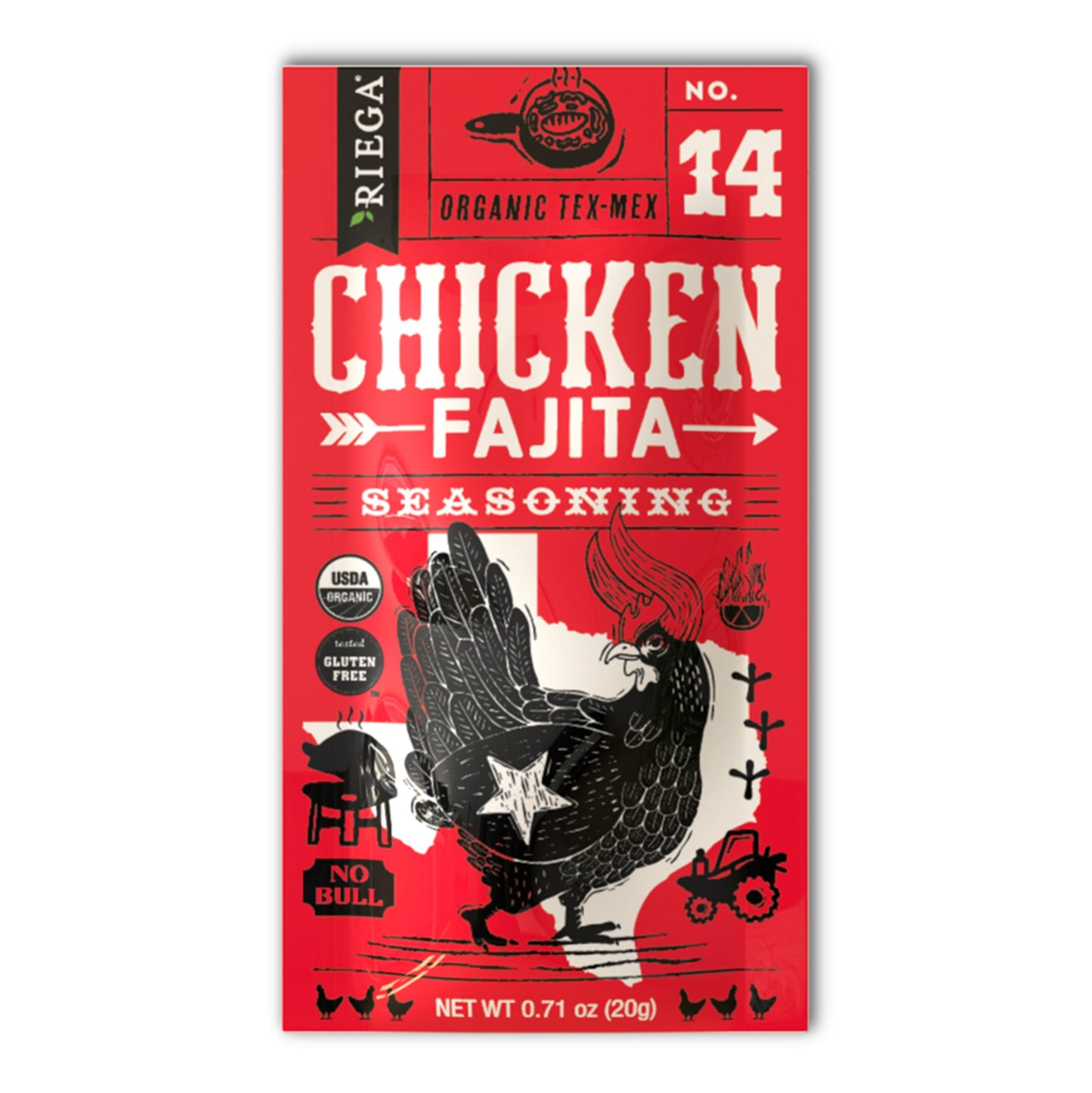 Riega Organic Fajita Seasoning Mix - Classic Tex-Mex Blend For Chicken, Beef, Veggies & Sheet Pan Dinners - 0.71 Oz (Pack Of 8)