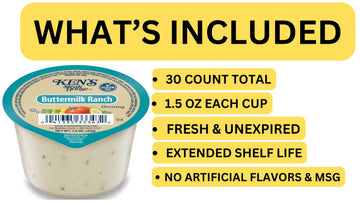 30 Count | Salad Dressing Dipping Sauce Portion Cups | Single Serve Packets (Buttermilk Ranch)