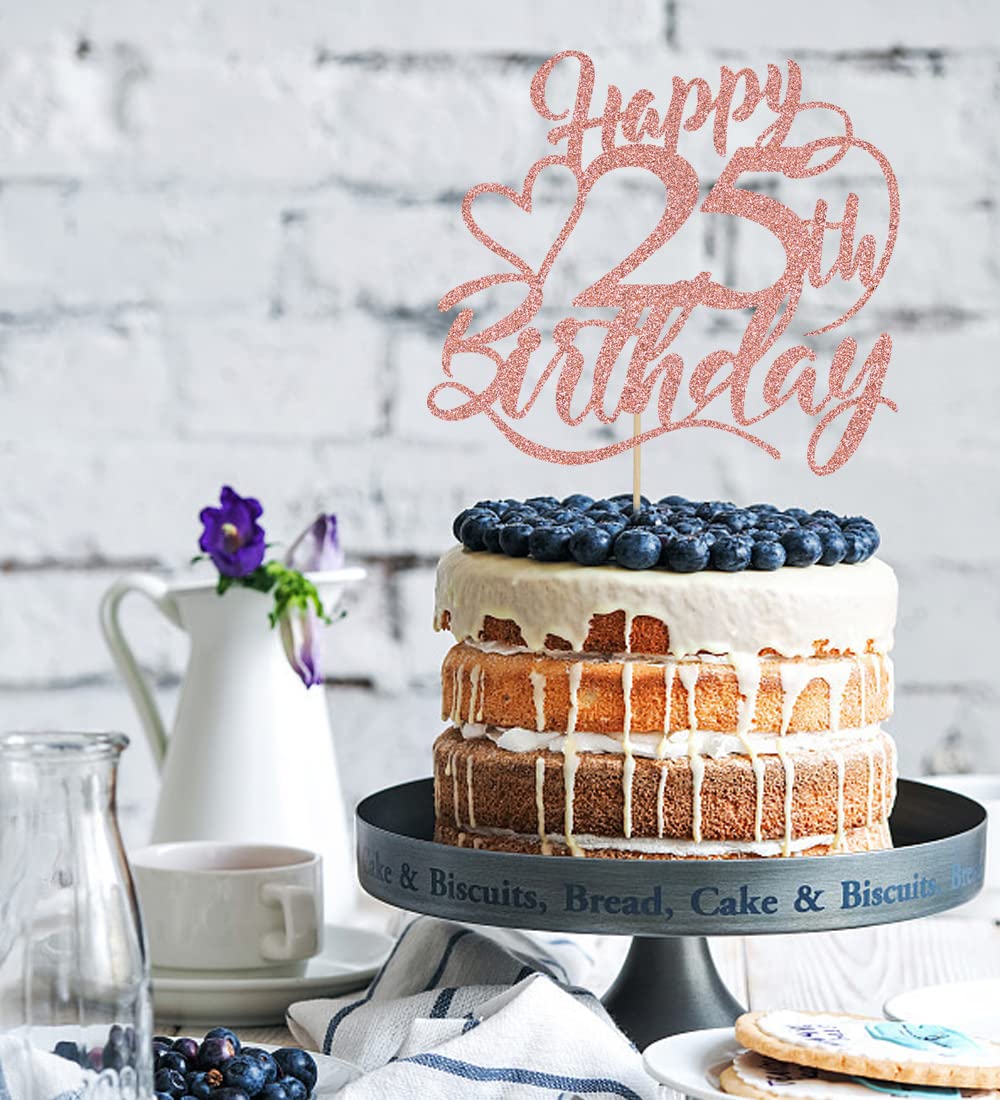 Happy 25Th Birthday Cake Topper For 25Th Men And Women Birthday Party Decorations