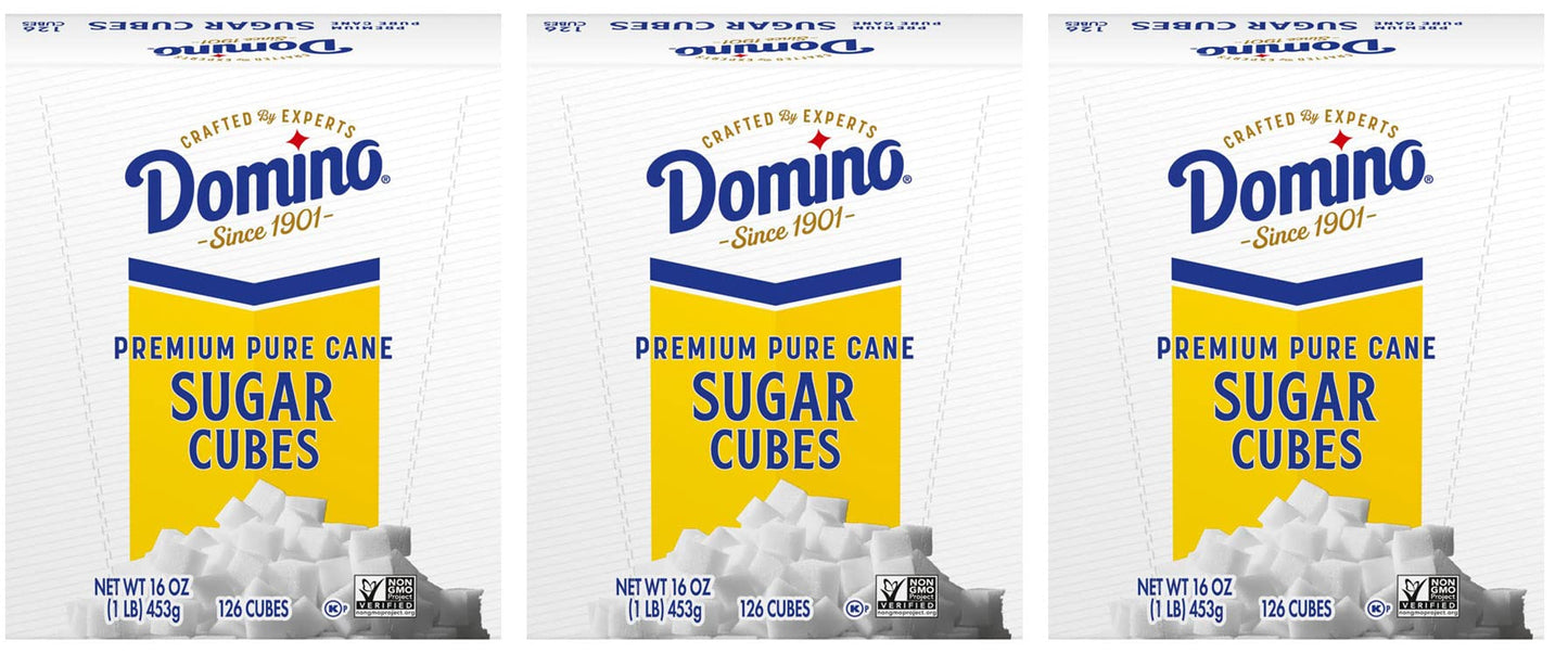 Domino Sugar Cubes  1 Lb Box  126 Sugar Cubes For Coffee And Tea (Pack Of 3)