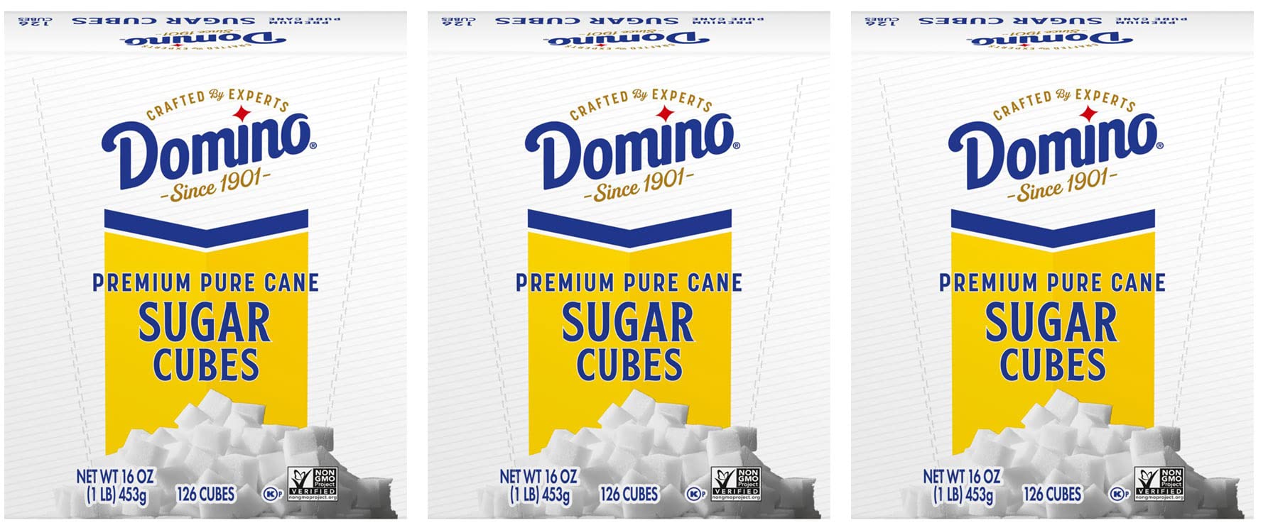 Domino Sugar Cubes  1 Lb Box  126 Sugar Cubes For Coffee And Tea (Pack Of 3)
