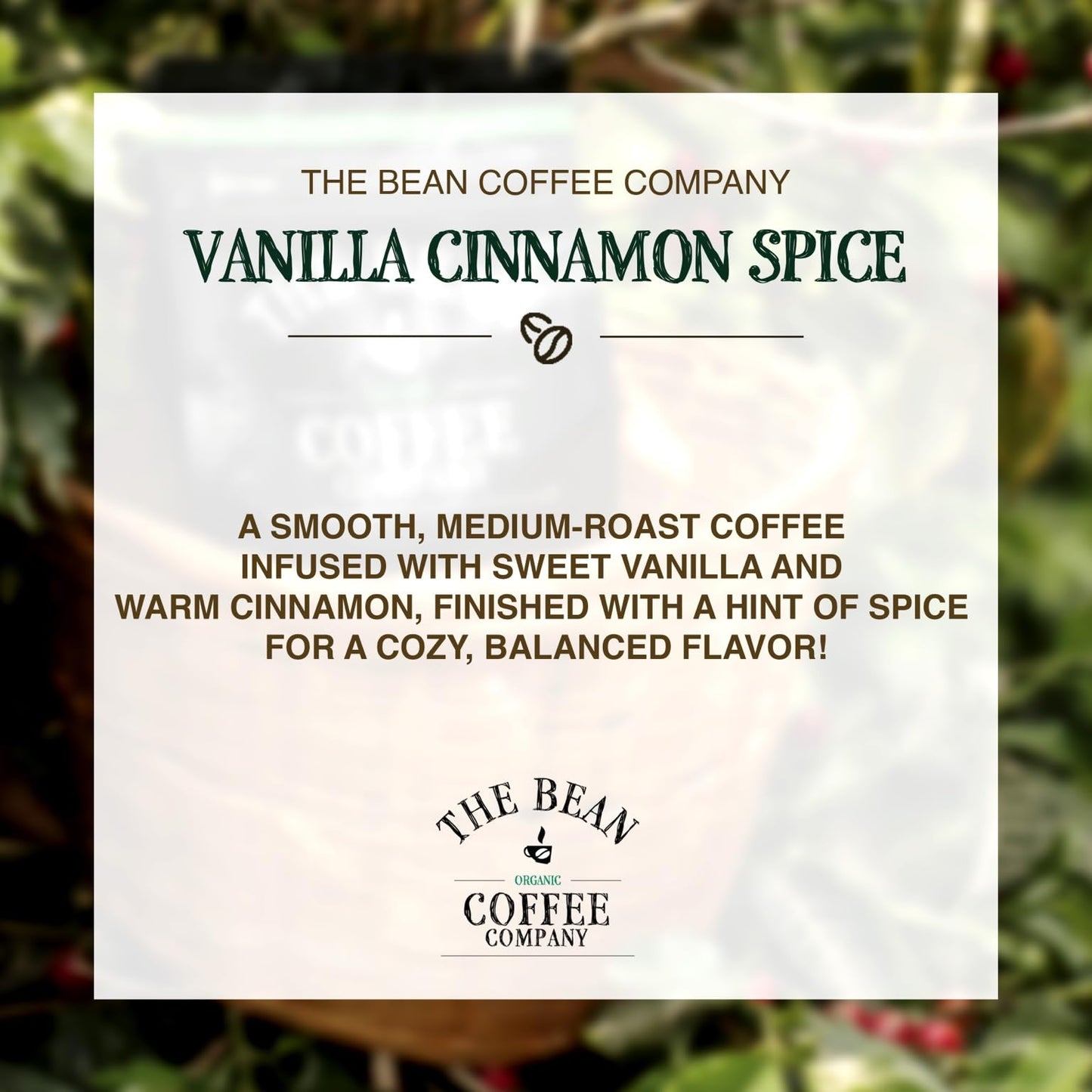 The Bean Organic Coffee Company Holiday Bean (Vanilla Cinnamon Spice), Medium Roast, Ground Coffee, 5-Pound Bag, Caf   Molido To