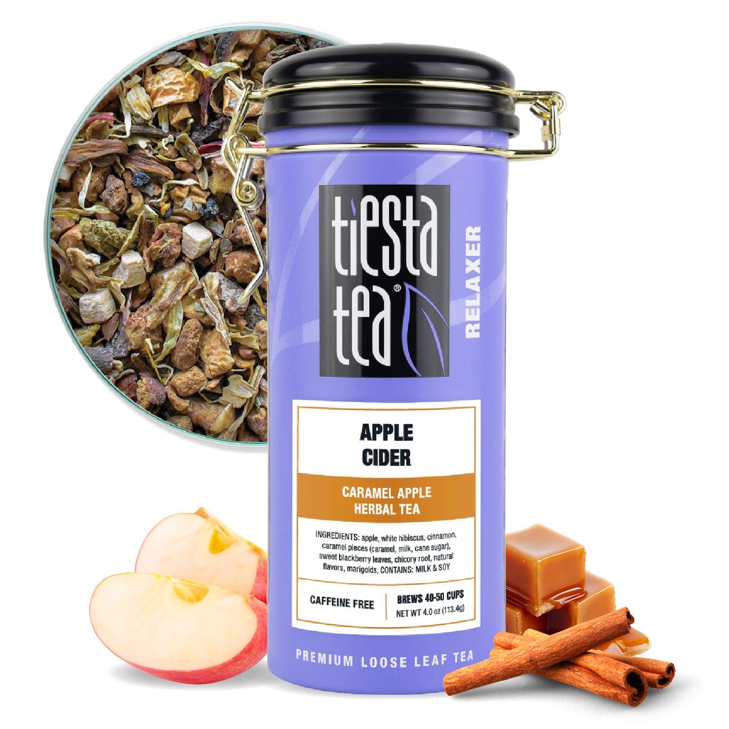 Tiesta Tea Apple Cider Herbal Tea - Non-Caffeinated, Loose Leaf, 4oz Tin - Makes 40-50 Cups