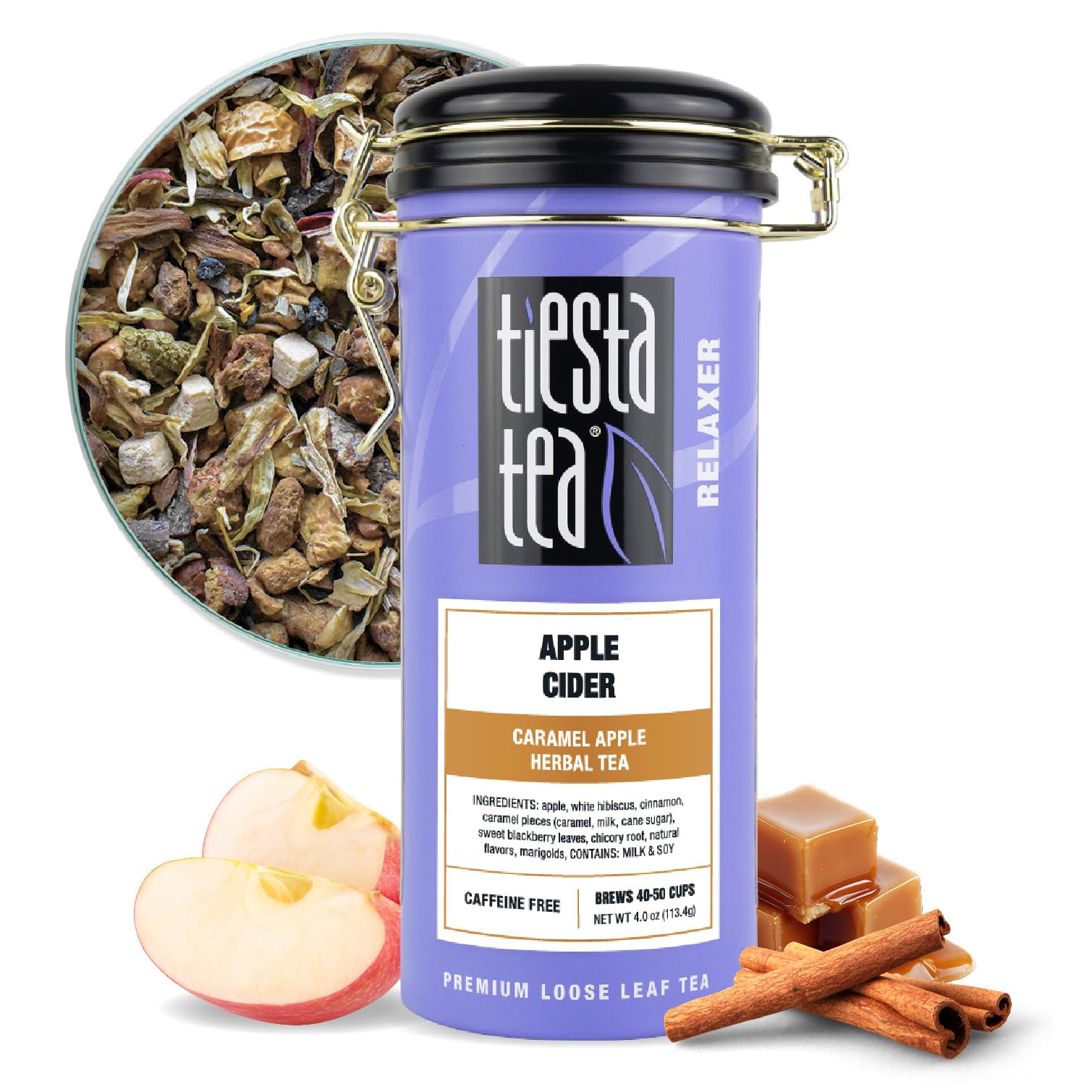 Tiesta Tea Apple Cider Herbal Tea - Non-Caffeinated, Loose Leaf, 4oz Tin - Makes 40-50 Cups