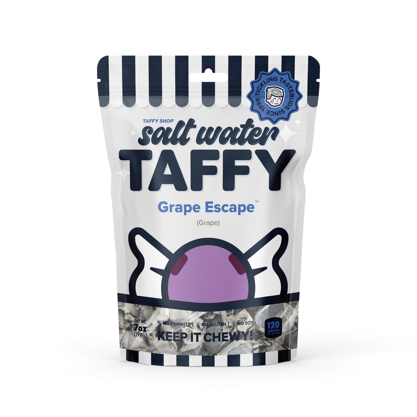 Taffy Shop Grape Escape, Grape Apple Salt Water Taffy - Gourmet Soft Chewy Candy, Bulk Sweet Snack, Fresh Gift & Gluten-Free, 35