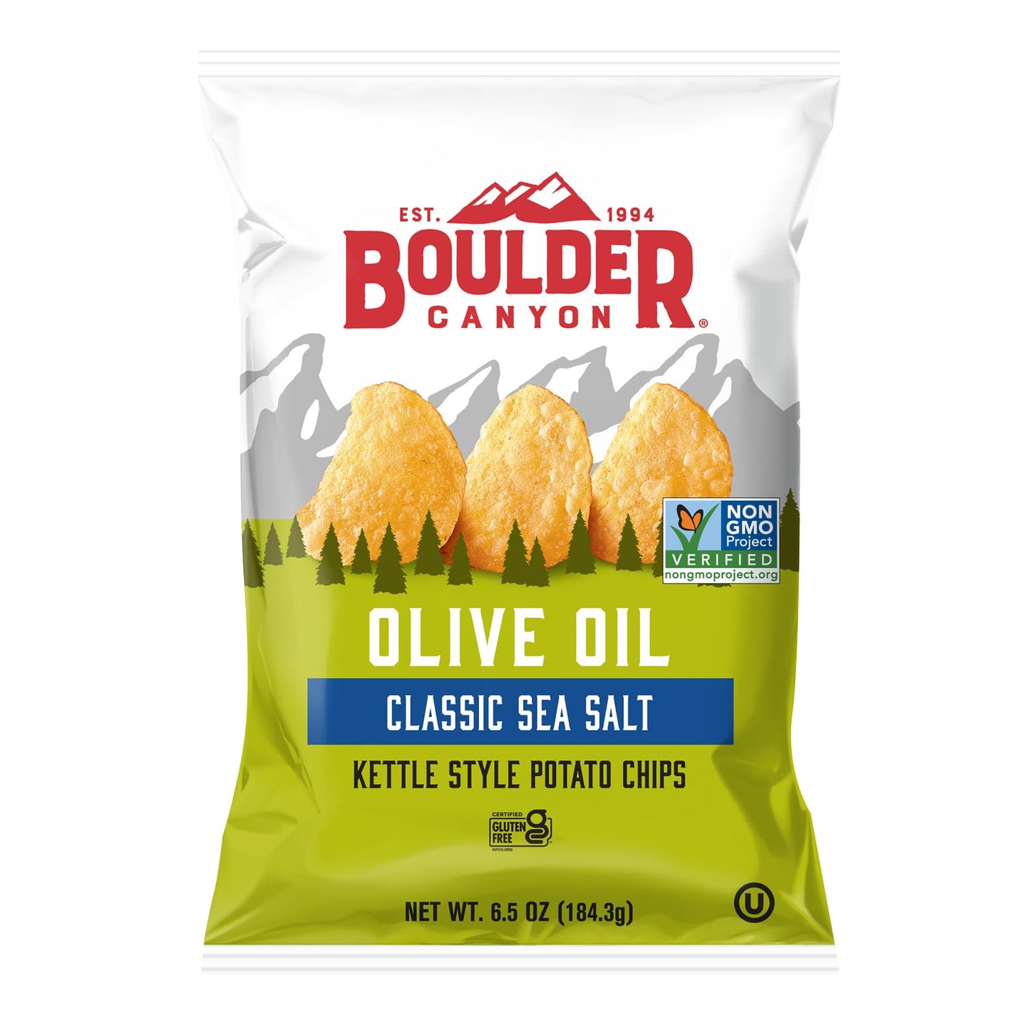 Boulder Canyon Kettle Chips, Classic Sea Salt, 6.5 oz, Plastic, Pack of 1