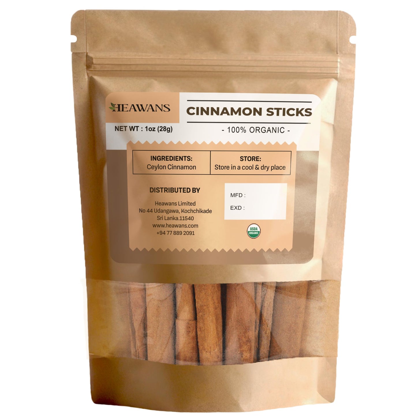 Heawans Organic Ceylon Cinnamon Sticks, 1 oz - Pure Ceylon, Not Cassia Cinnamon