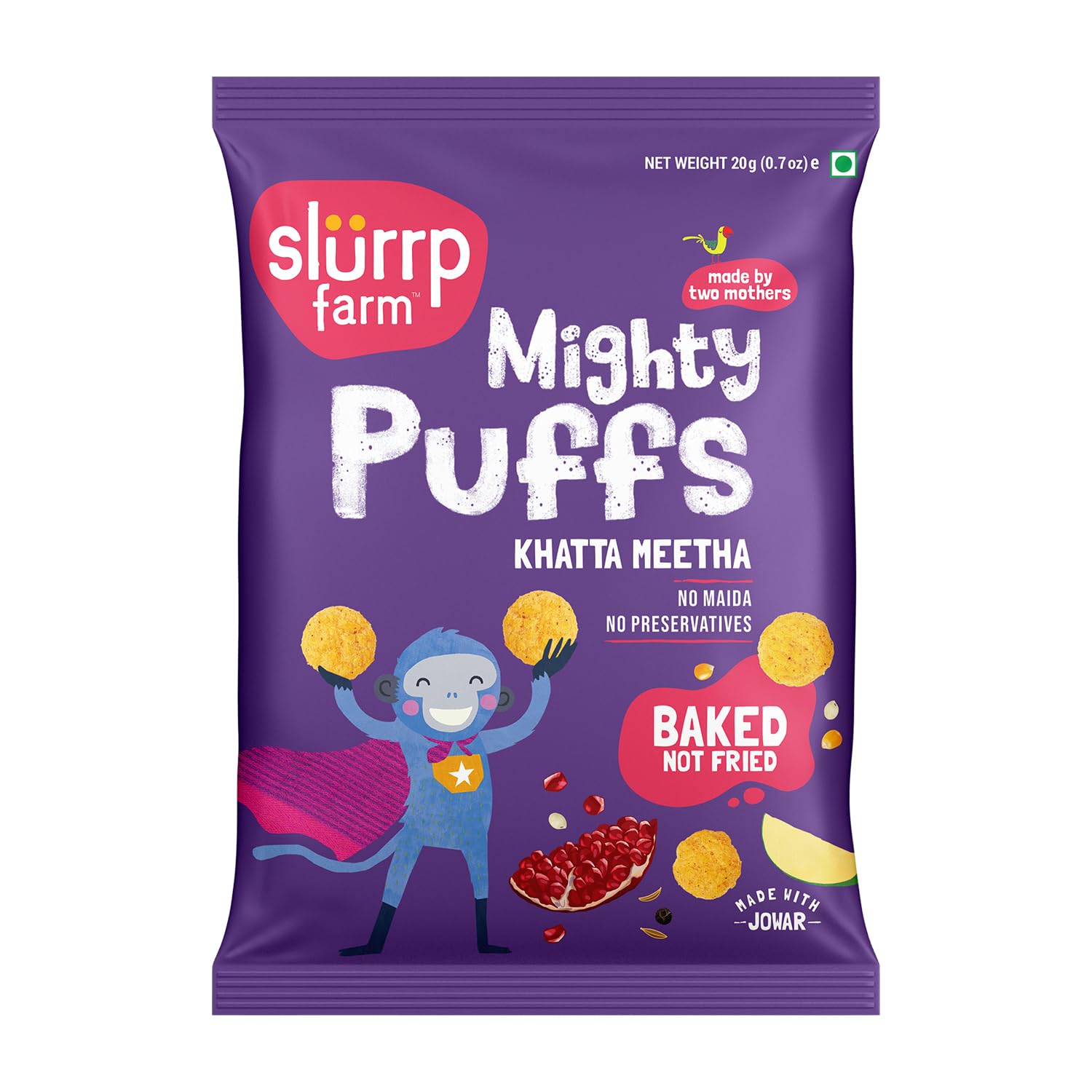 Mighty Jowar Puffs, Khatta Meetha | Not Fried, No Maida | Healthy Snacks For Kids, School Tiffin And Travel-Friendly, 20G