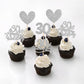 24 Pcs 30Th Anniversary Cupcake Toppers Silver Glitter Heart 30 Pearl Wedding Anniversary Cupcake Picks For Cheers To 30 Years B