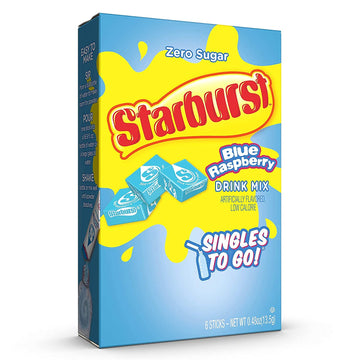 Starburst Blue Raspberry Singles To Go Drink Mix, 0.59 OZ, 6 CT (Pack of 16)