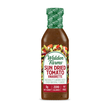 Walden Farms Sun Dried Tomato Vinaigrette Dressing 12 oz Bottle - Sugar Free 0g Net Carbs Condiment - So Tasty on Salad, Grilled